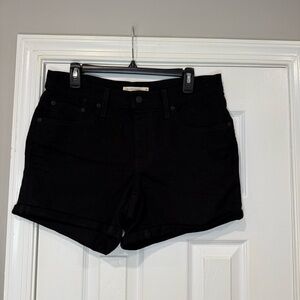 Levi’s Mid Length Shorts Black Denim Jean Womens Size 31 Midi